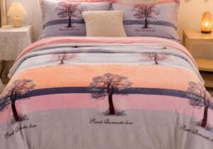 Acolchado forrado con corderito 2 plazas con diseño + 2 fundas
